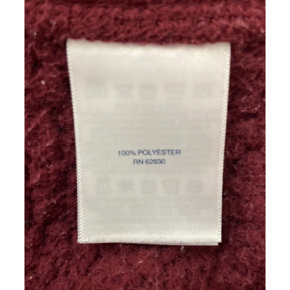 Lands End Size Large Burgundy Jacket Women Long Sleeve Full Zip Fleece Mock Neck - Picture 6 of 7